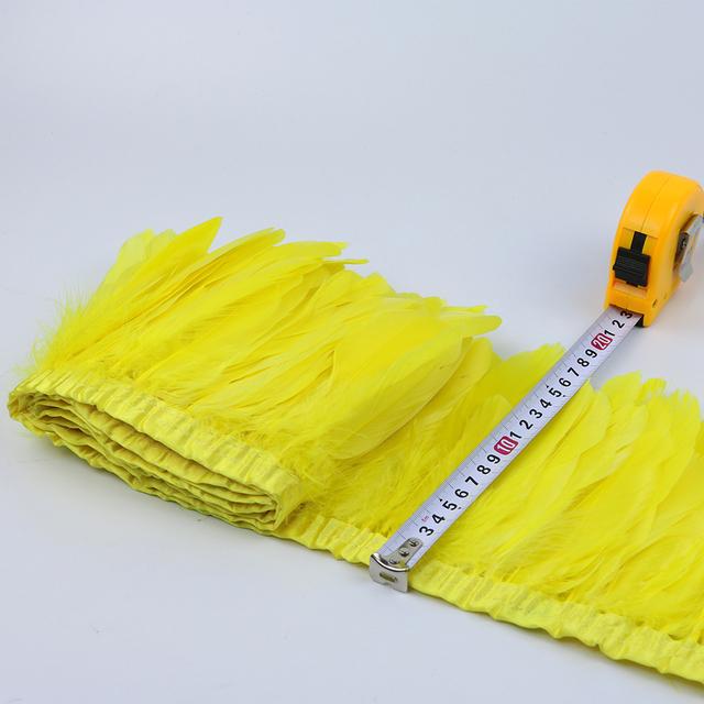 1Meter Dyed Golden Goose Feather Trims for DIY Craft Party Wedding Dress Carnival Ribbon Clothes Decor Plumas Accessories15-20cm