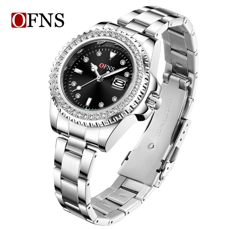 OFNS Women's Casual Luxury Quartz Watch with Calendar and Diamond Accents