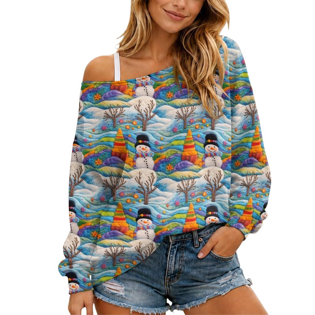 Women's Christmas Long Sleeve Top, Casual Loose Fit Comfortable Holiday Shirt