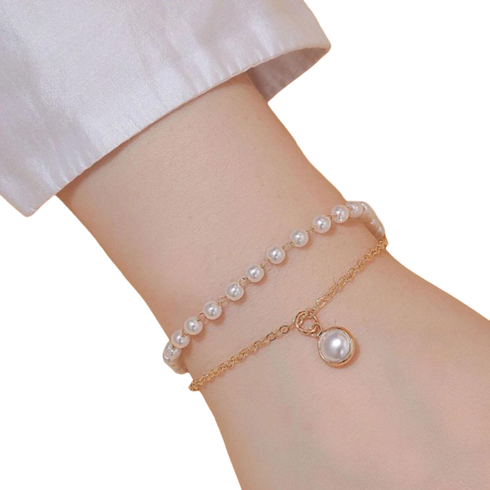 Жемчужный многослойный браслет для женщин Легкий жемчужный браслет-шарм Двухслойный браслет для женщин Декор для девочек