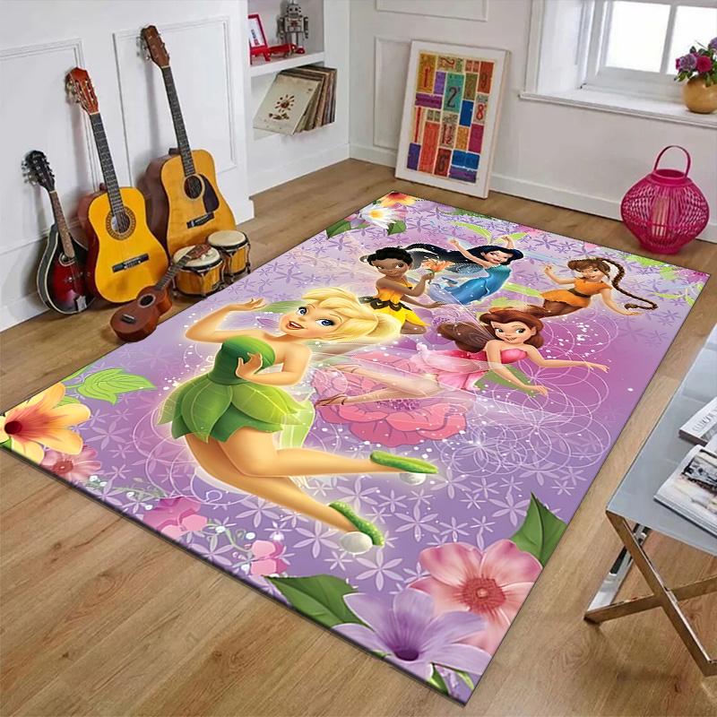 1pc T-Tinkerbell Design Printed Area Rug Carpet for Bedroom Living Room Home Decor Rugs Mat Non Slip Mat Rug for Bedside