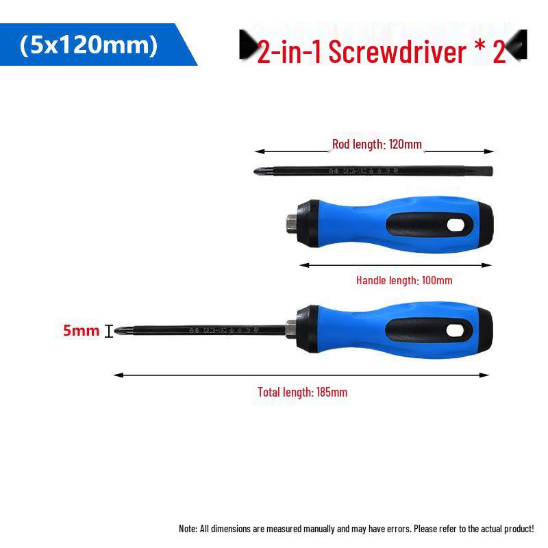 2-in-1 Multi-Functional Manual Screwdriver: Phillips & Flat-head