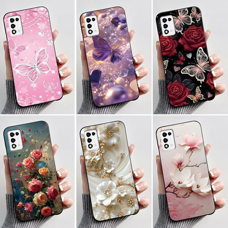 Phone Case For ZTE Libero 5G III A202ZT / Libero 5G II A103ZT Casing Fashion Butterfly Flower Black Soft TPU Case Silicone Cover