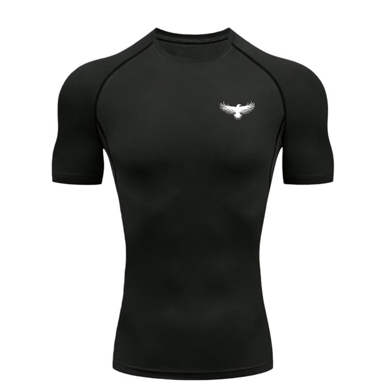 Black Eagle Men's Sports T-shirt Training Fitness Compression Workout T-Shirt Rashgard Tops Tee Quick Dry Short Sleeve T-Shirt