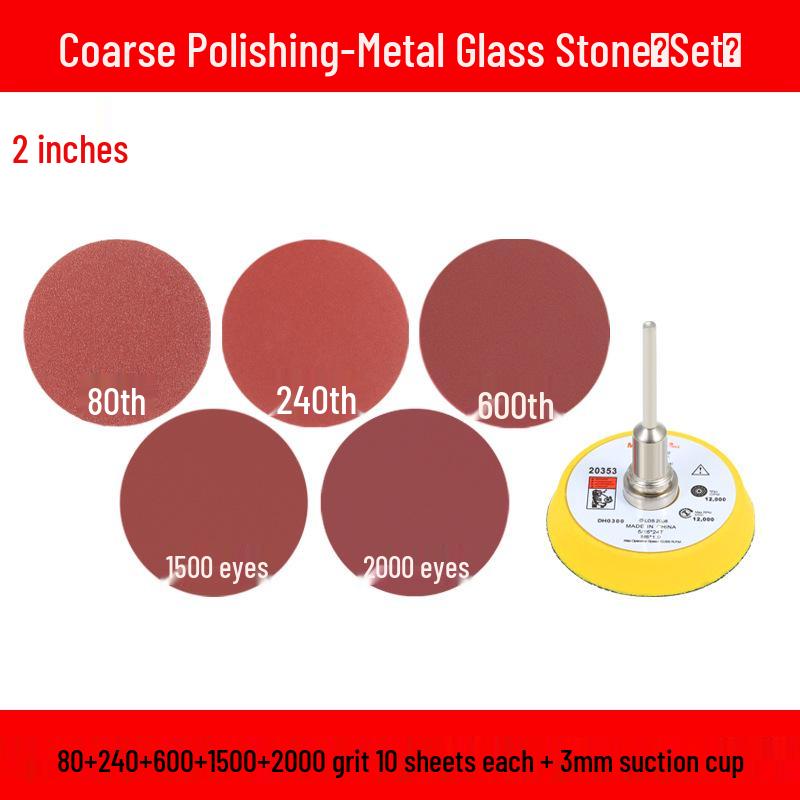 Round Self-Adhesive Sanding Discs Set: 1-4 Inch Polishing Pads for Glass Grinding