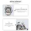 Skeleton Mechanical Watches Rose Gold Case Diamond Bezel Luminous Waterproof Fluororubber Strap Watch