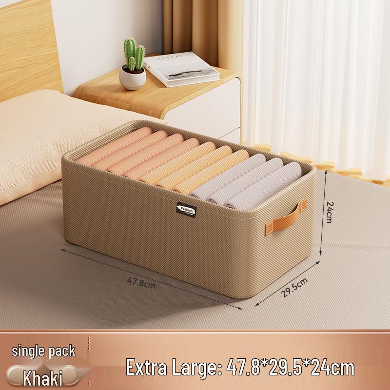 

Большой складной ящик для хранения в гардеробе: Стальной каркас, органайзер для шкафа в виде выдвижных ящиков для одежды. Extra-Large Khaki [34L]