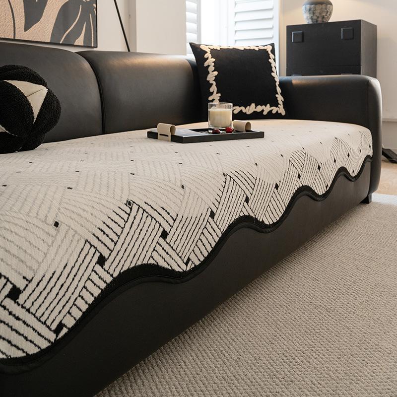 Light Luxury High-End Sofa Cushion  New Four-Season Universal Fixed Non-Slip Special-Shaped Straight-Breasted Leather Sofa Cover