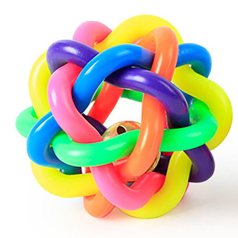 Universal pet toy for dogs and cats, colorful bell ball, chew-resistant rubber woven ball, pet supplies Bell ball