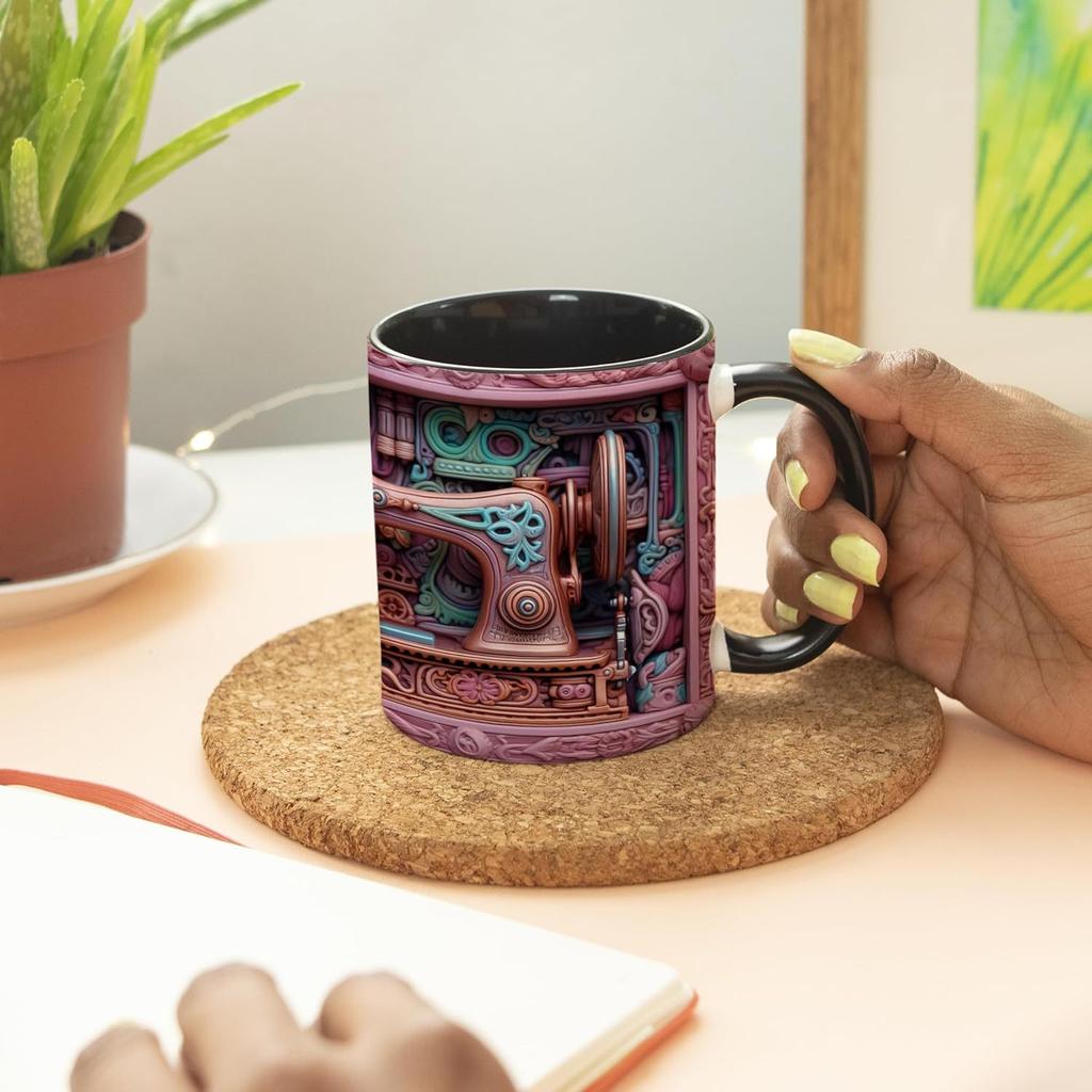 3D Sewing Machine Ceramic Coffee Mark Cup Tea Cup New Birthday Gift