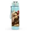 1PC Retro Motorcycle Rider Vehicle Pattern 750ml Color Plastic Sports Water Bottle Leakproof Flip Straw Lid Suitable for Sports Office Home Use