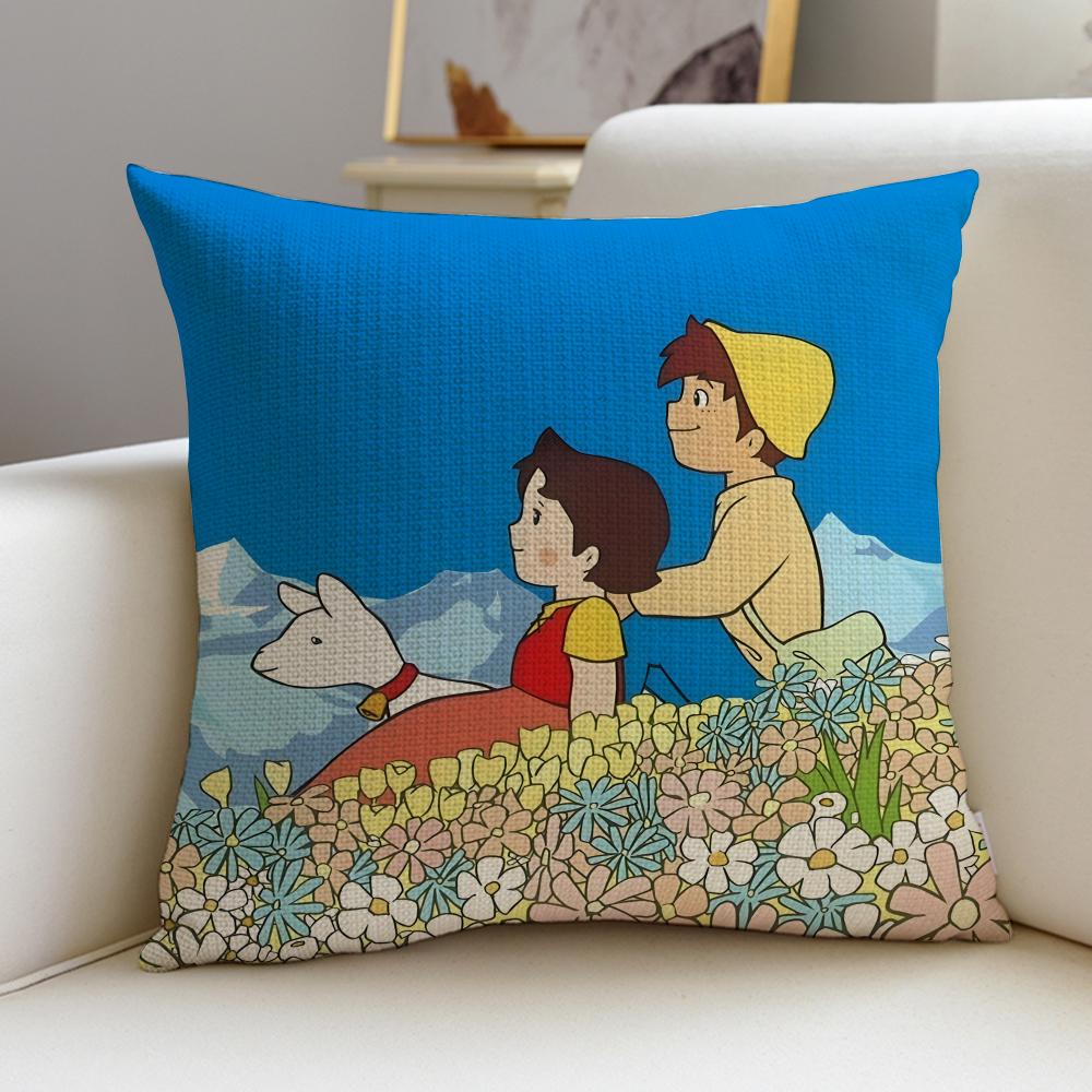 HHeidi Girl of the AlpsS Cushion Cover Breathable and skinfriendly linen pillowcase square removable and washable cushion