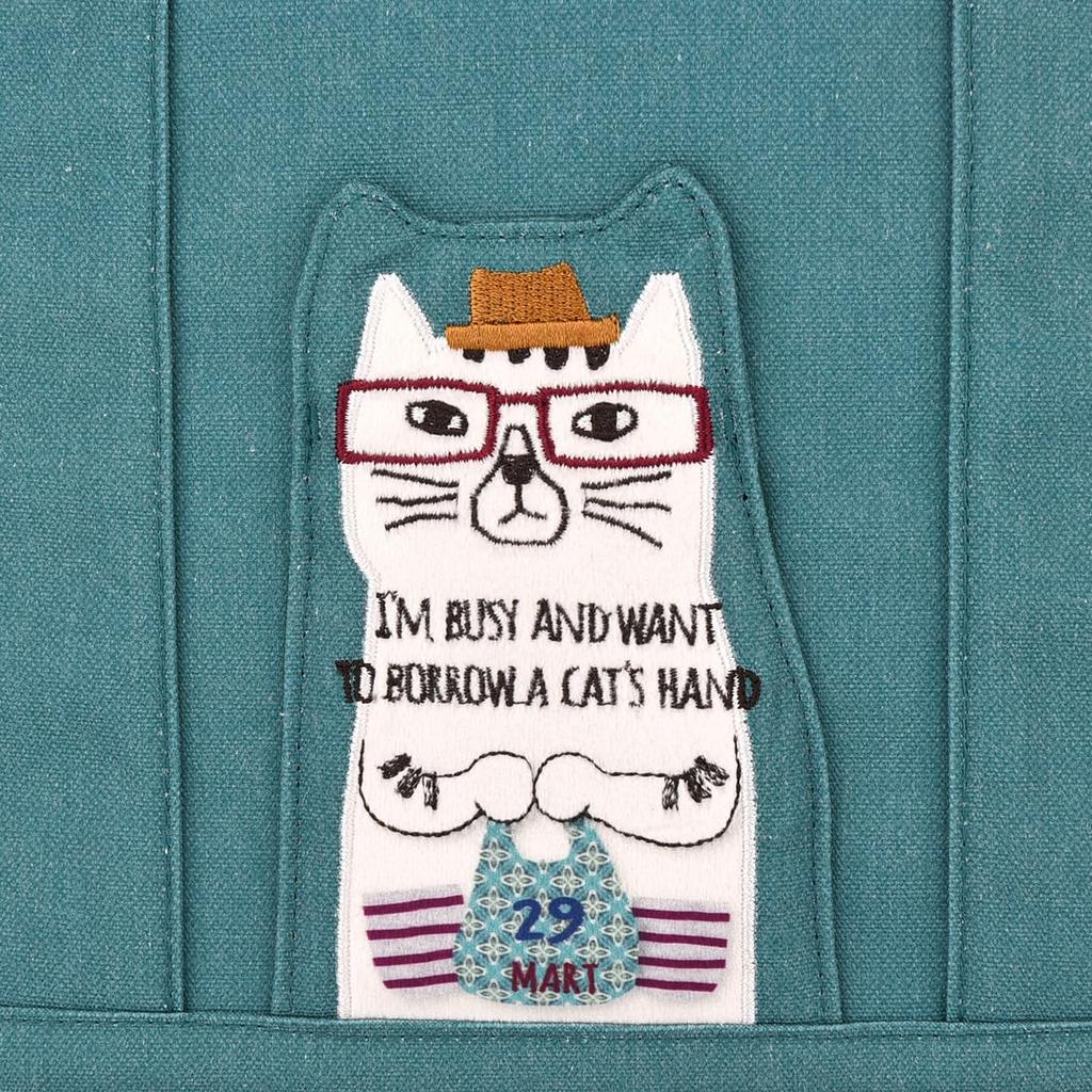 Kusguru Japan Nekomaruke 2-Way Separate Tote Bag for Women, 258510, Blue-Green