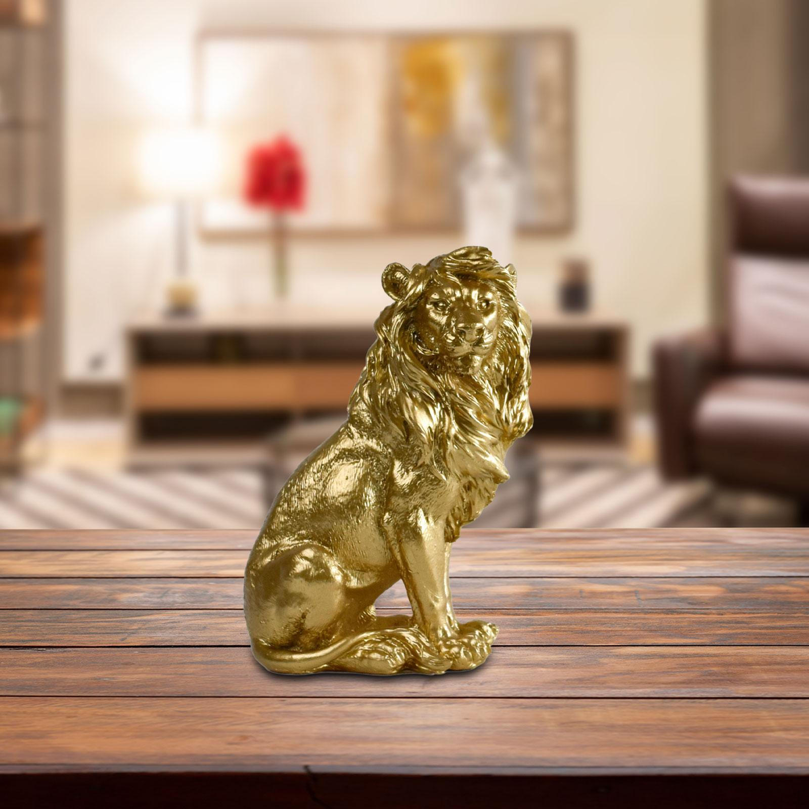 

Фигурка льва для настольной витрины Миниатюрная скульптура Дом и офис золотой