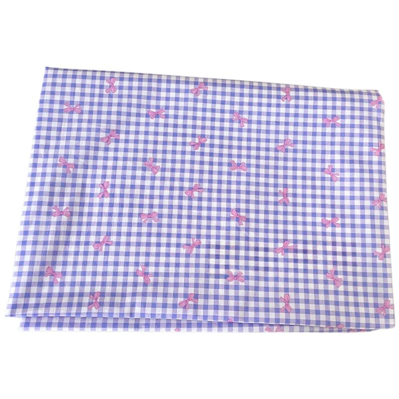 

Colorful Checked Cotton Fabric with Bowknot Print for Dresses Shirts Pajamas Kids Clothing Diy Sewing Cloth 1.45x1M