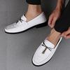 Fashion Stylish Mens Slip on Walking Shoes High Quality Men Casual Footwear Genuine Leather Men Handmade Loafers All-match Dress Shoes