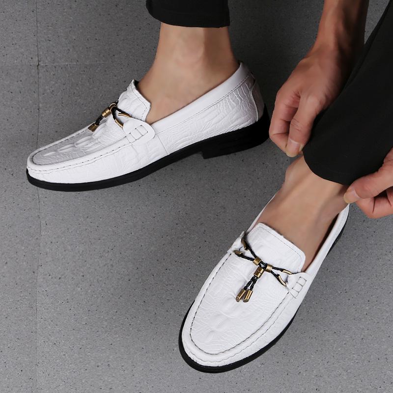 Fashion Stylish Mens Slip on Walking Shoes High Quality Men Casual Footwear Genuine Leather Men Handmade Loafers All-match Dress Shoes