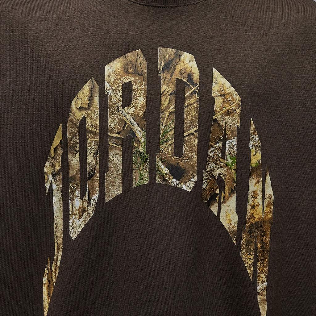 Jordan Sudadera de cuello redondo Brooklyn Realtree de color sólido simple con letras para hombre, marrón barroco vela IM6305237