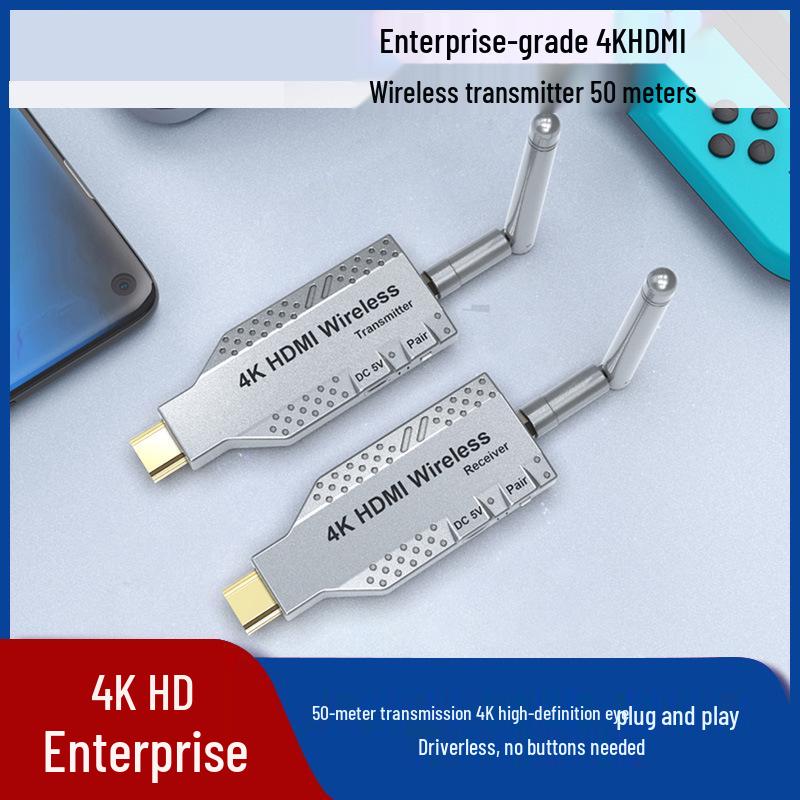 

4K Wireless HDMI Transmitter: 50m Range, 1-to-1 Screen Sharing for PC/Notebook
