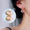 Natural Stone Bead Earrings Stainless Steel Ear Hooks Circle Ear Buckle Hoops Fashion Ear Jewelry Gift for Women Girls