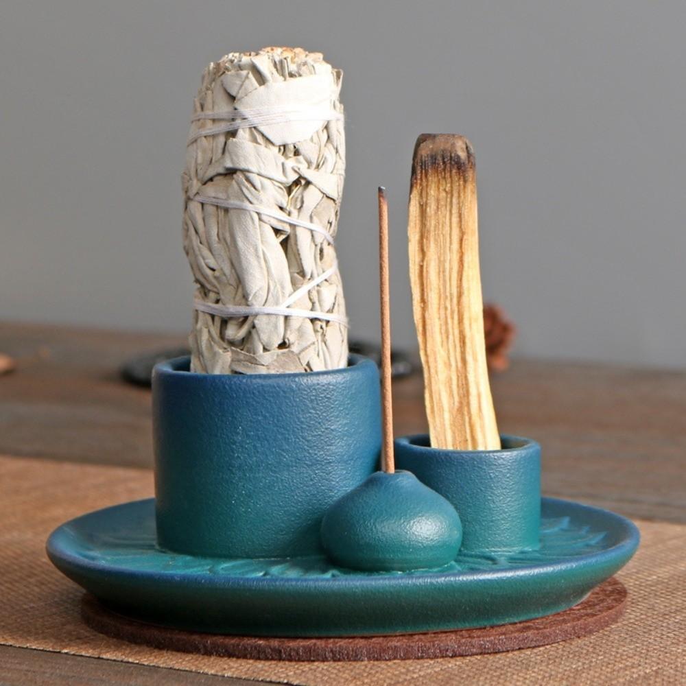 Simple Design Candle Holder Multifunctional Ceramic Incense Tray Incense Stick Holder Room Decor