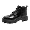 Men Italian Style Streetwear High Top Casual Platform Thick Sole Leather Shoes Male Business Fashion Dress Wedding Leather Shoe