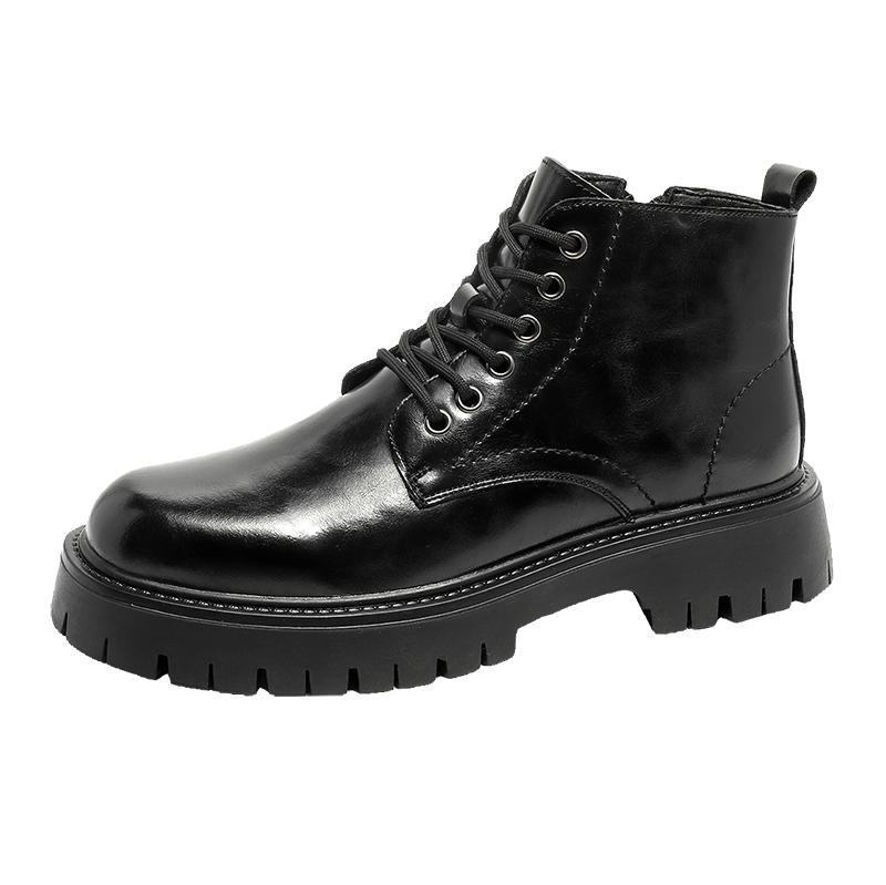 Men Italian Style Streetwear High Top Casual Platform Thick Sole Leather Shoes Male Business Fashion Dress Wedding Leather Shoe