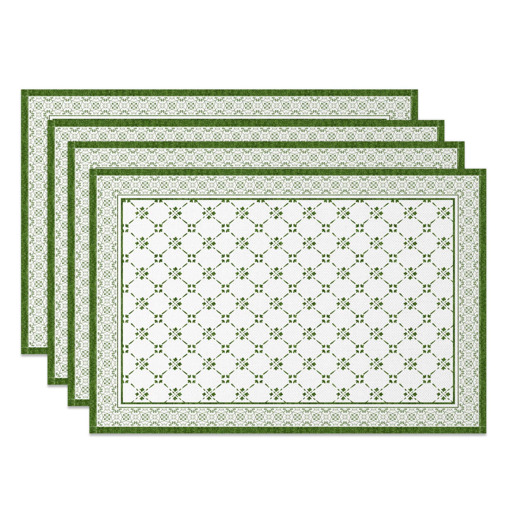 

Simple Multicolor Placemats Dining Table Decorative Border Floral Geometric Table Mats Dining Kitchen Party Stain Resistant Heat 4pc 30x45cm