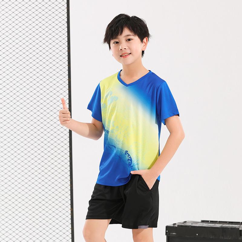 Unisex Kids' Quick-Dry Breathable Badminton Short Sleeve Shirt