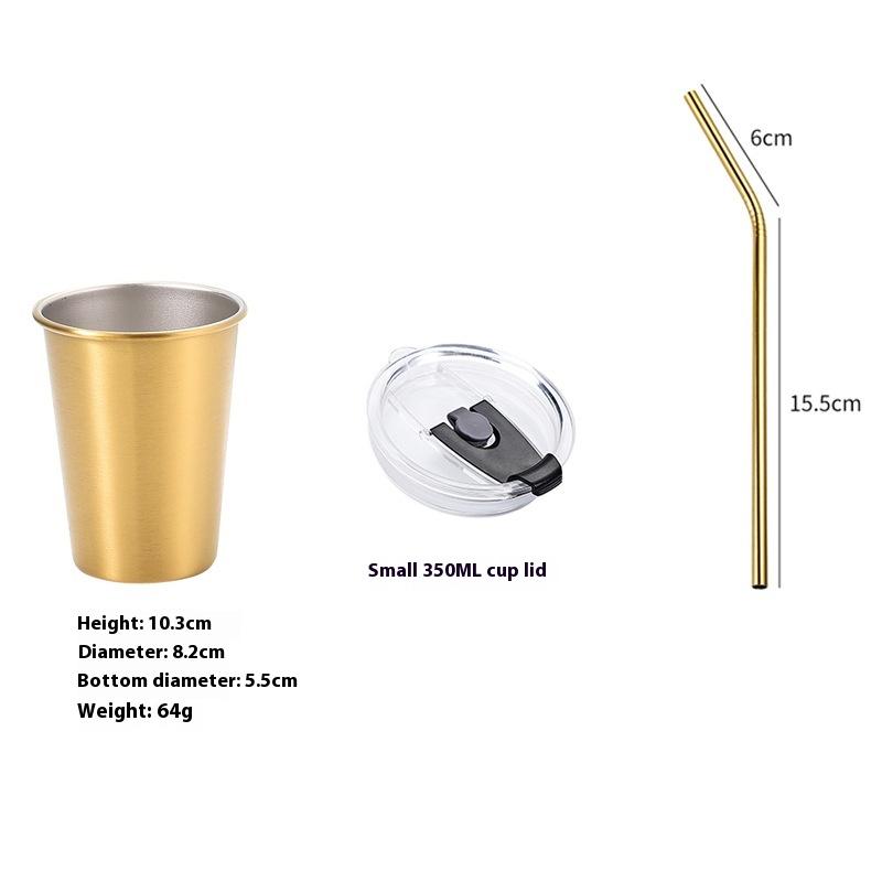 Edelstahlbecher mit Mund, Wasserbecher, Bierbecher, Kaltgetränk, Kaffeebecher, verdickter, lässiger Becher, Peptid, vergoldet, transparenter Becher