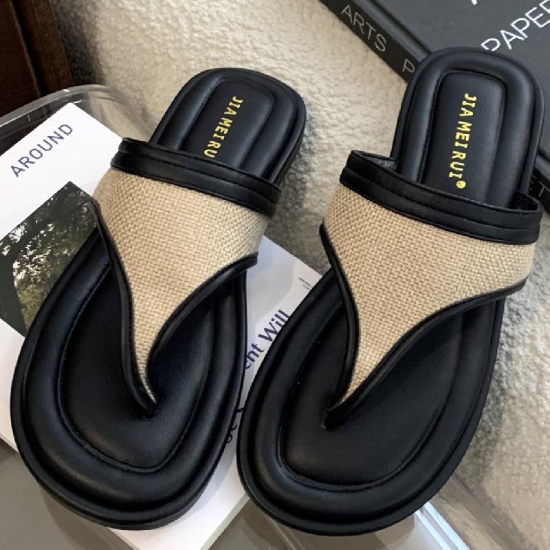 Fashion Round Toe Clip-toe Women Sandals Fashion Open Toe Soft Sole Flip Flops Summer Simple Comfortable Non-slip Vacation Beach Shoes