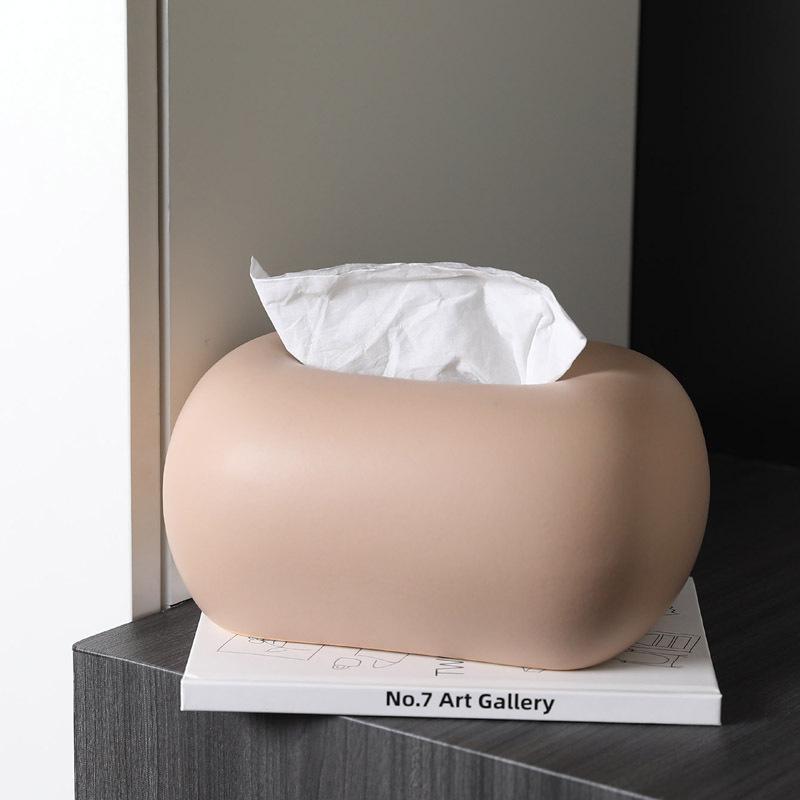 Ceramic Cream Tissue Box: Modern Light Luxury Ornament for Living Room, Coffee Table, or Dining Table Decor.
