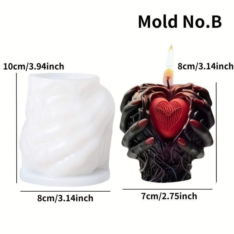 3D Halloween Holding Heart Scented Candle Silicone Mold Different Styles Holding Heart Shape Candle Mold Halloween Holiday Decor