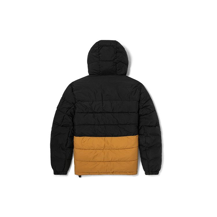 Timberland Vyšívané logo Teplá barevně blokovaná bavlněná bunda s kapucí Pánská bunda Pšenice A2AEB-P56