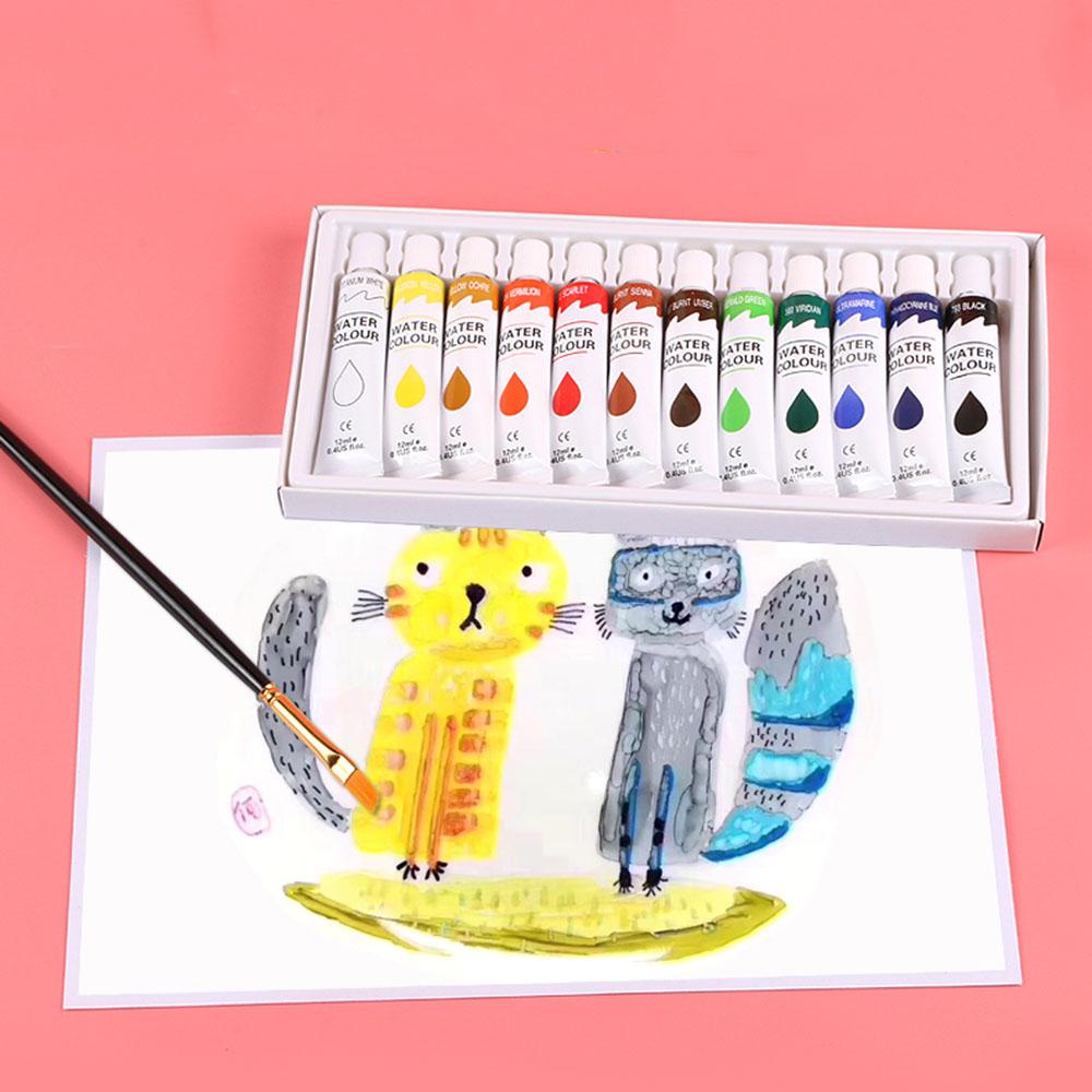 Acrylic Oil Watercolor Gouache Paint Pigment Set 12ML Drawing Supplies for Students and Beginners