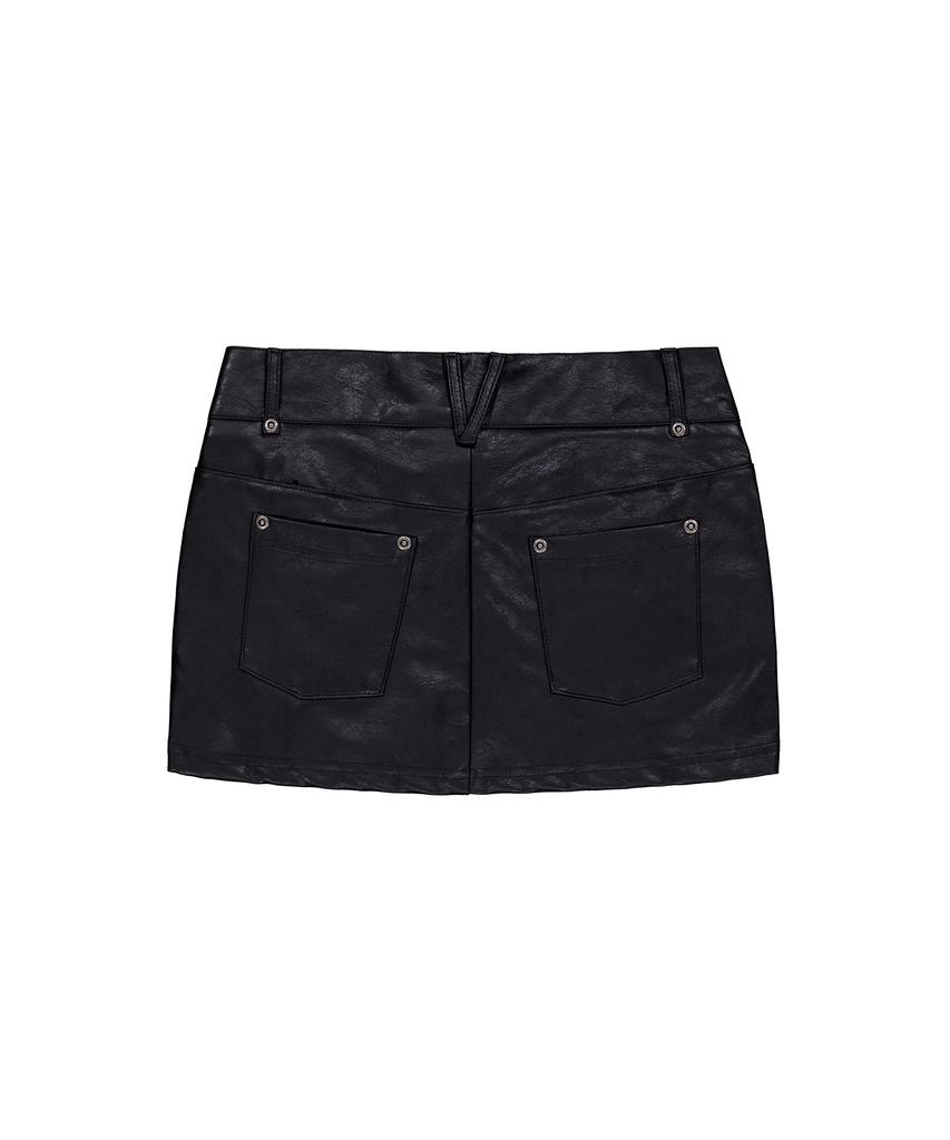 ROCKCAKE Leather Zipper Mini Skirt - Black