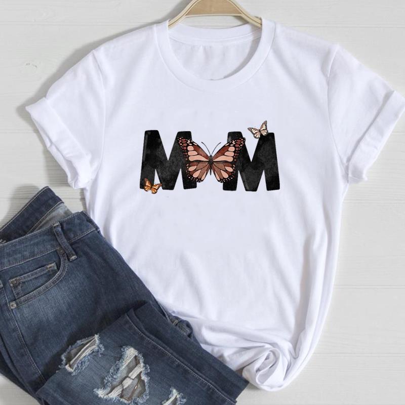 (European Size)90s Fashion Women Print Lady Female Tee Top Leopard Mom Mama Mother Love T Shirt Clothing Casual Short Sleeve Graphic T-shirt