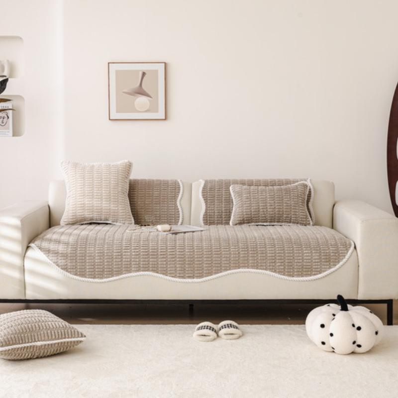 1 stk Uregelmessig lodden sofahåndkle til stue Vinter Tykk plysj Sklisikkert sofatrekk L-formet sofatrekk