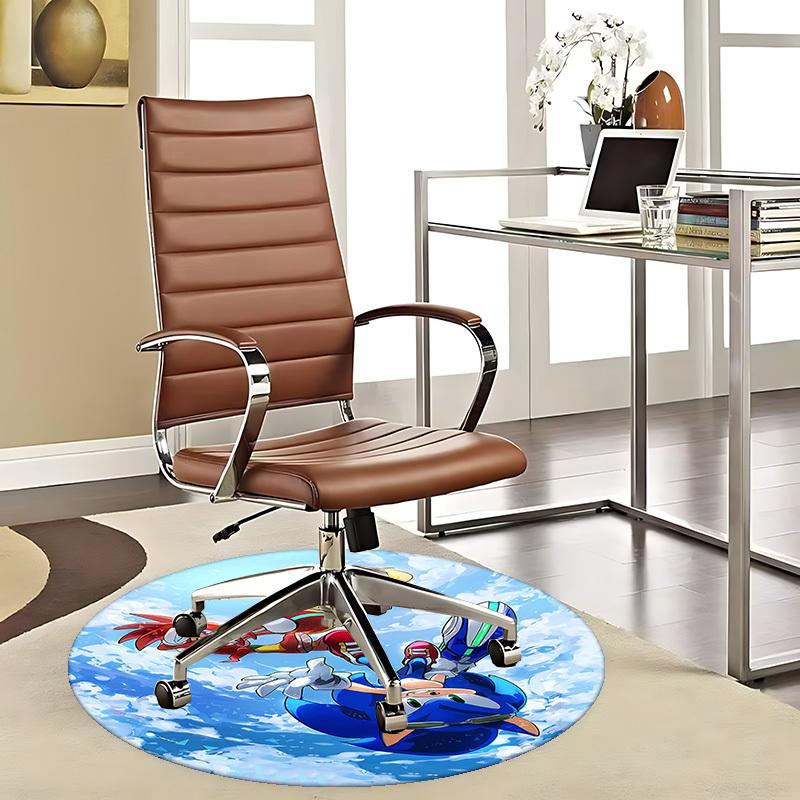 

1pc Sonic the Hedgehog Anime Cartoon Design Round Carpet - Office Chair Mat, Non-Slip Rug for Home Decor, Living Room, Bedroom, Game Room, Dormitory, 80cm by 80cm