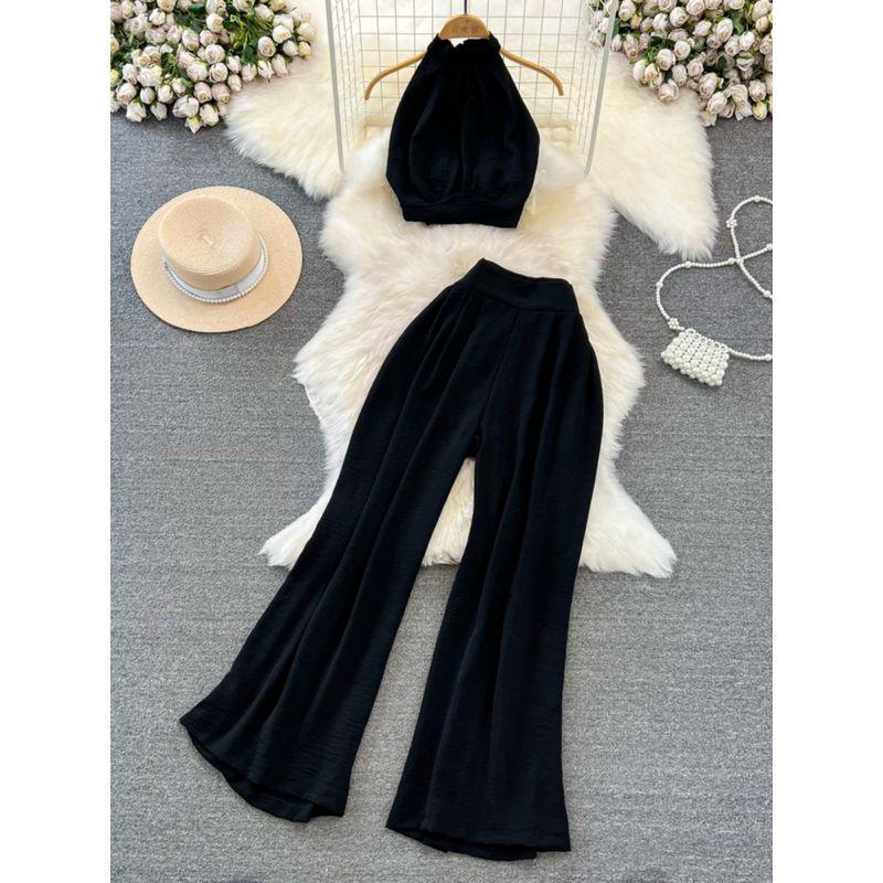 Off-the-Shoulder Seaside Holiday Slim Looking Straight-leg Fashion Suit