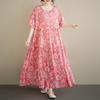 Short Sleeve Plus Size Vintage Floral New In Dresses for Women Casual Loose Long Summer Dress