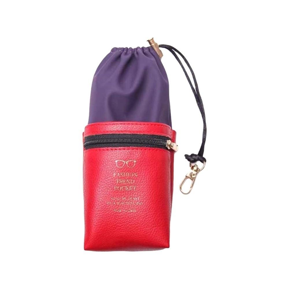 

Portable Drawstring Glasses Organizer Large Capacity Leather Eyewear Storage Bag Anti-lost Anti-splash Water темно-красного