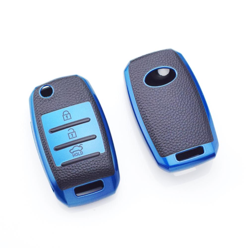 Shell Fob For Kia Rio 3 K2 Ceed Cerato K3 Sportage 4 Picanto K5 Optima Sorento Forte Stinger TPU Leather Car Key Case Cover