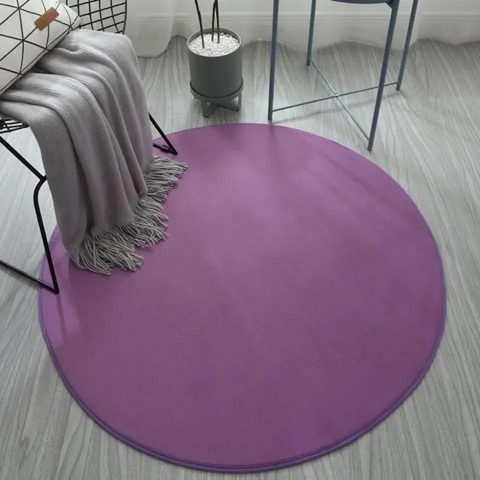 Nordic Style Round Carpet Living Room Coffee Table Children's Room Cute Solid Color Rug Computer Chair Hanging Basket Soft Mat