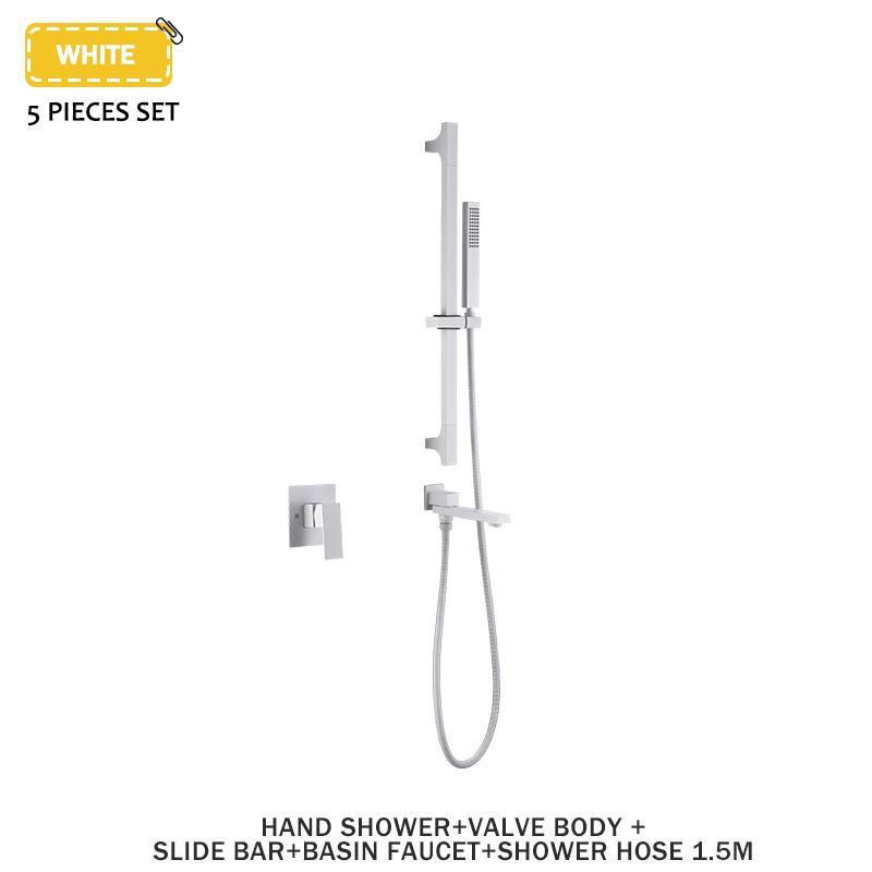 Skrytá ruční sprchová sada s teplou a studenou vodou, koupelnová nastavitelná nerezová ocelová posuvná hlavice se 2 funkcemi, otočná tryska, mosazné tělo ventilu