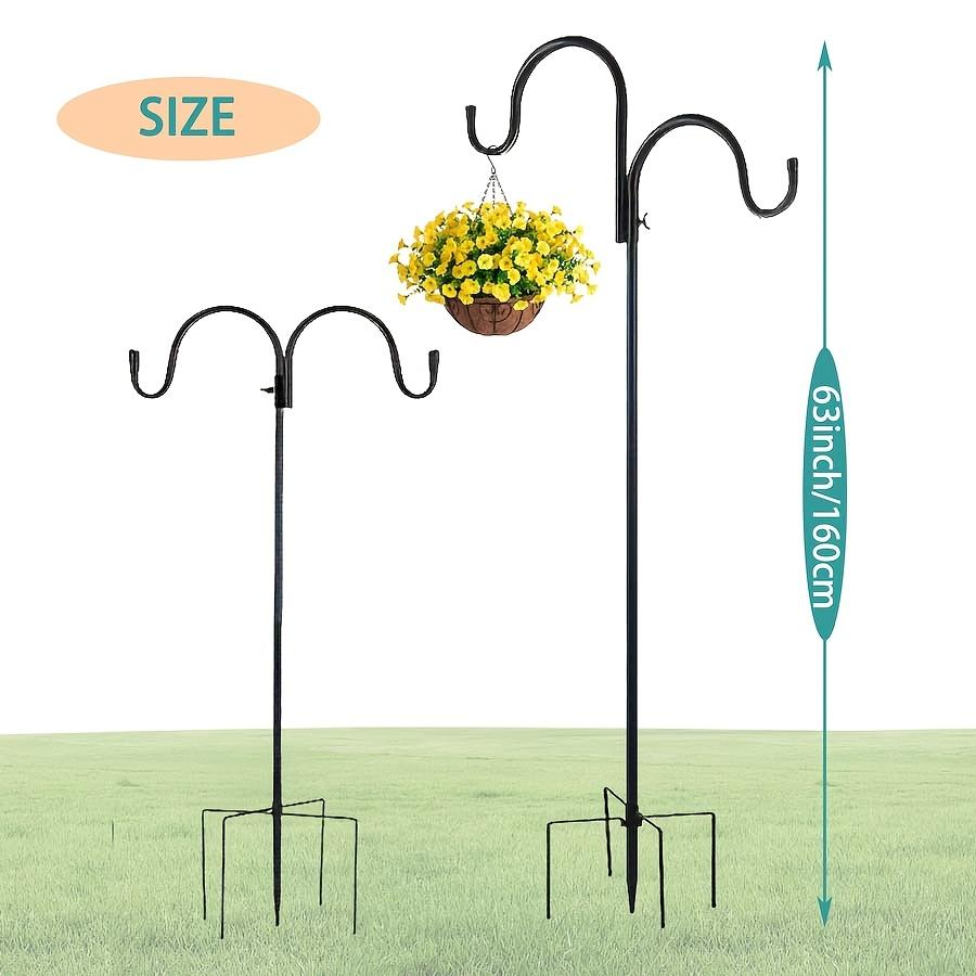 [Heavy Duty] Heavy Duty Garden Shepherd Hook | 5-Prong Base | Adjustable Bird Feeder Pole, Solar Light & Plant Hanger