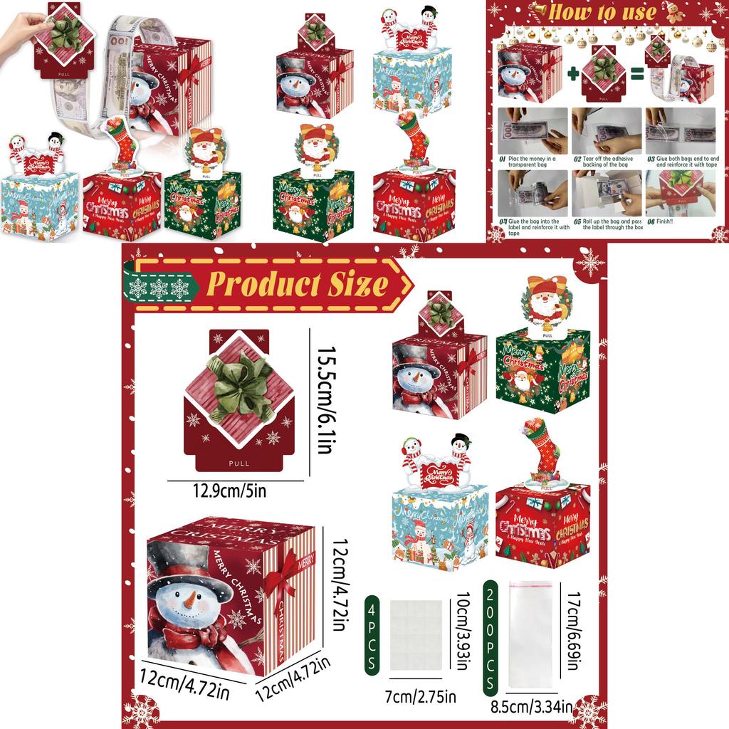 Christmas Themed Pattern Paper Box Set Holiday Decoration Props For Holiday Celebrations