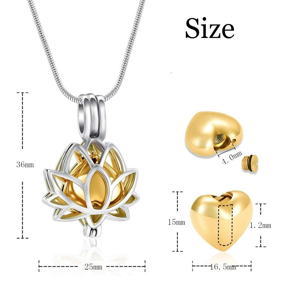 Stainless Steel Hollow Jewelry Heart Shaped Pendant Necklace Lotus Flower Shape Jewelry