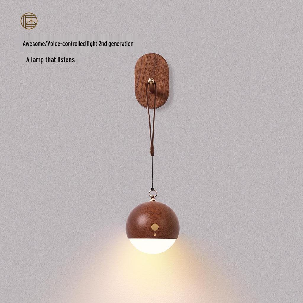 Smart Rechargeable LED Night Light: Solid Wood with Motion Sensing for Home & Hallways