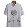Chinese Style Mens Short Sleeve Suit With Dragon Phoenix Pattern Embroidery For Summer Casual Wear